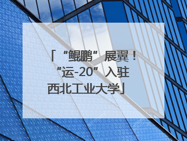 “鲲鹏”展翼！“运-20”入驻西北工业大学