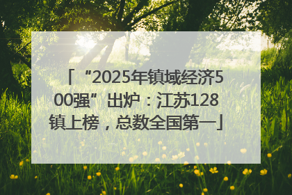 “2025年镇域经济500强”出炉：江苏128镇上榜，总数全国第一