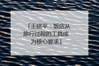 王建平：饭店从旅行过程的工具成为核心要求