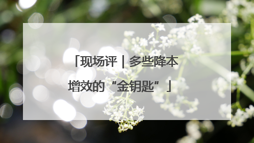 现场评｜多些降本增效的“金钥匙”