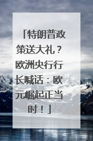 特朗普政策送大礼？欧洲央行行长喊话：欧元崛起正当时！