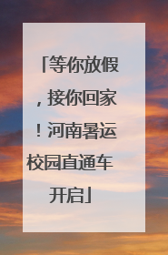 等你放假，接你回家！河南暑运校园直通车开启