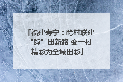 福建寿宁：跨村联建“蹚”出新路 变一村精彩为全域出彩