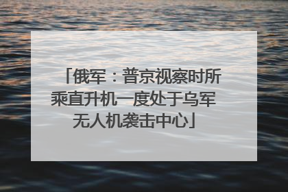 俄军：普京视察时所乘直升机一度处于乌军无人机袭击中心
