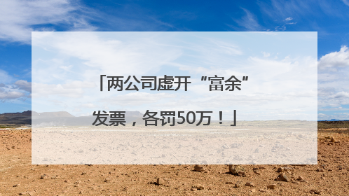 两公司虚开“富余”发票，各罚50万！