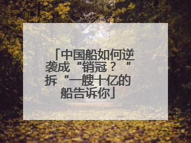 中国船如何逆袭成“销冠？“拆“一艘十亿的船告诉你
