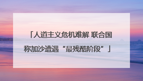 人道主义危机难解 联合国称加沙遭遇“最残酷阶段”