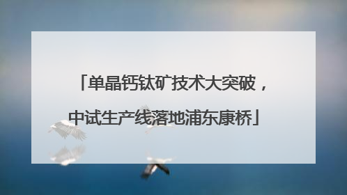 单晶钙钛矿技术大突破，中试生产线落地浦东康桥