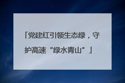 党建红引领生态绿，守护高速“绿水青山”