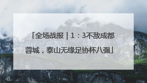 全场战报｜1：3不敌成都蓉城，泰山无缘足协杯八强