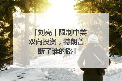 刘亮｜限制中美双向投资，特朗普断了谁的路