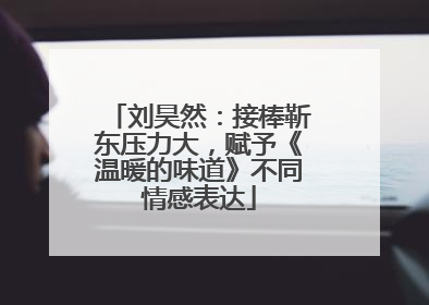 刘昊然：接棒靳东压力大，赋予《温暖的味道》不同情感表达