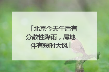 北京今天午后有分散性降雨，局地伴有短时大风