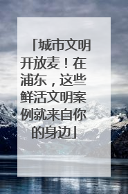 城市文明开放麦！在浦东，这些鲜活文明案例就来自你的身边