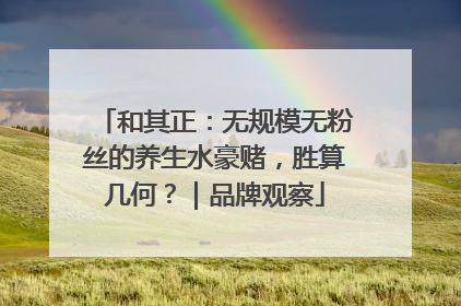 和其正：无规模无粉丝的养生水豪赌，胜算几何？｜品牌观察