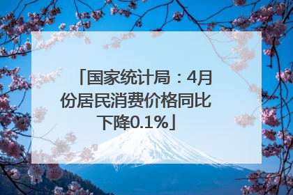 国家统计局：4月份居民消费价格同比下降0.1%