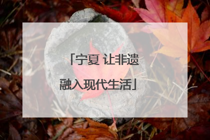 宁夏 让非遗融入现代生活