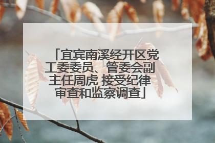 宜宾南溪经开区党工委委员、管委会副主任周虎 接受纪律审查和监察调查