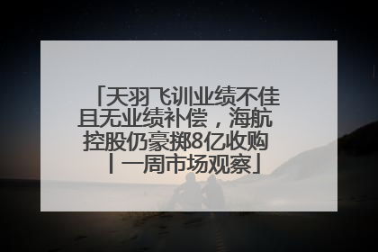 天羽飞训业绩不佳且无业绩补偿，海航控股仍豪掷8亿收购丨一周市场观察