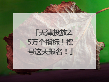 天津投放2.5万个指标！摇号这天报名！