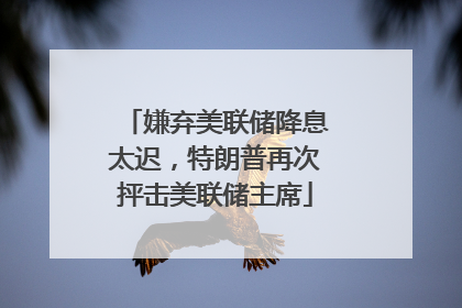 嫌弃美联储降息太迟，特朗普再次抨击美联储主席