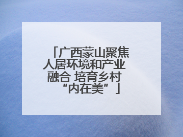 广西蒙山聚焦人居环境和产业融合 培育乡村“内在美”