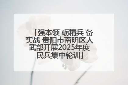 强本领 砺精兵 备实战 贵阳市南明区人武部开展2025年度民兵集中轮训