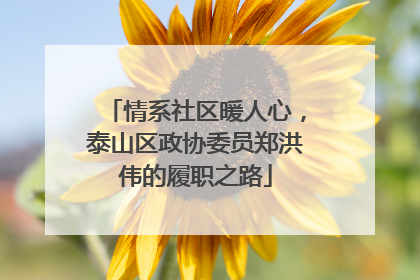 情系社区暖人心，泰山区政协委员郑洪伟的履职之路