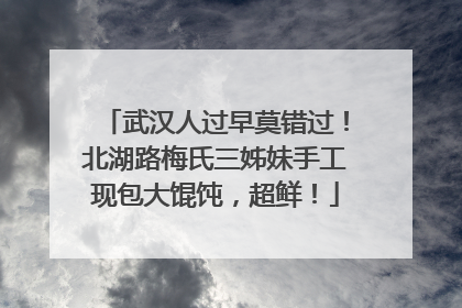 武汉人过早莫错过！北湖路梅氏三姊妹手工现包大馄饨，超鲜！