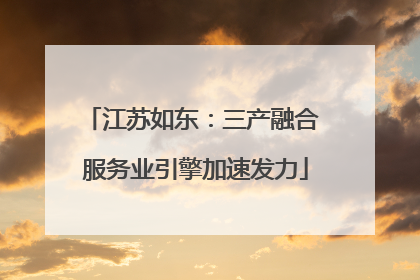 江苏如东：三产融合 服务业引擎加速发力