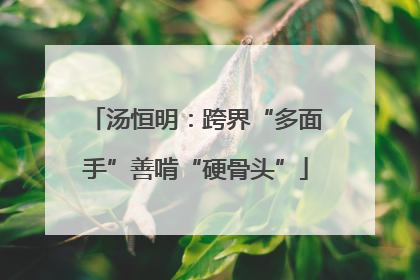 汤恒明：跨界“多面手”善啃“硬骨头”