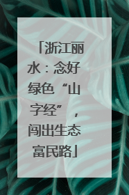 浙江丽水：念好绿色“山字经”，闯出生态富民路