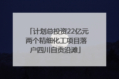 计划总投资22亿元 两个精细化工项目落户四川自贡沿滩