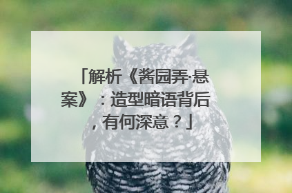 解析《酱园弄·悬案》：造型暗语背后，有何深意？