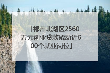 郴州北湖区2560万元创业贷款撬动近600个就业岗位