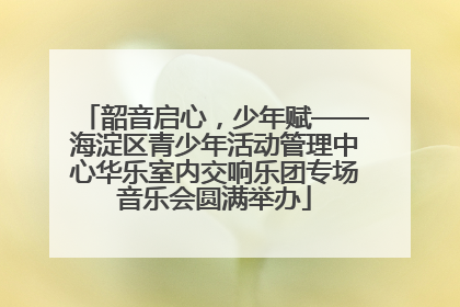 韶音启心，少年赋——海淀区青少年活动管理中心华乐室内交响乐团专场音乐会圆满举办