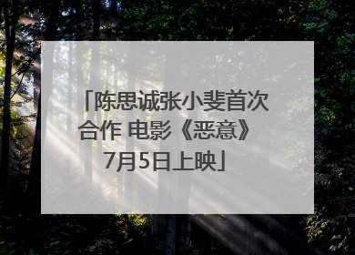 陈思诚张小斐首次合作 电影《恶意》7月5日上映