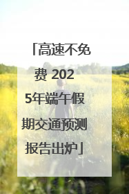 高速不免费 2025年端午假期交通预测报告出炉