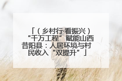 （乡村行·看振兴）“千万工程”赋能山西昔阳县：人居环境与村民收入“双提升”