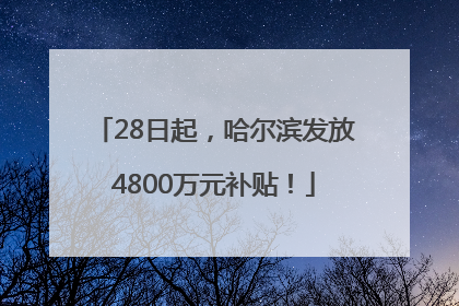 28日起，哈尔滨发放4800万元补贴！
