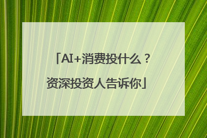 AI+消费投什么？资深投资人告诉你